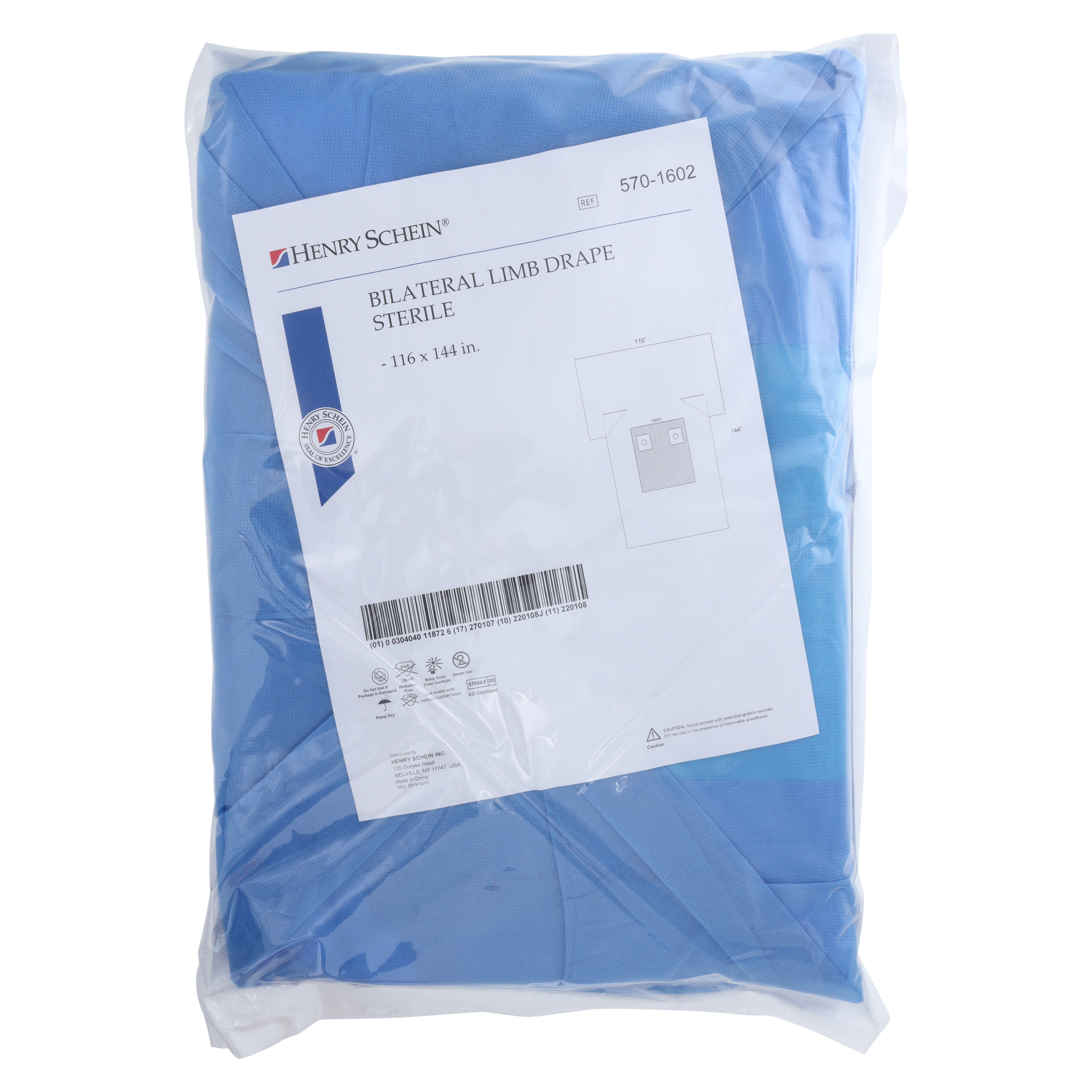 116x144" Sterile Bilateral Limb Drape