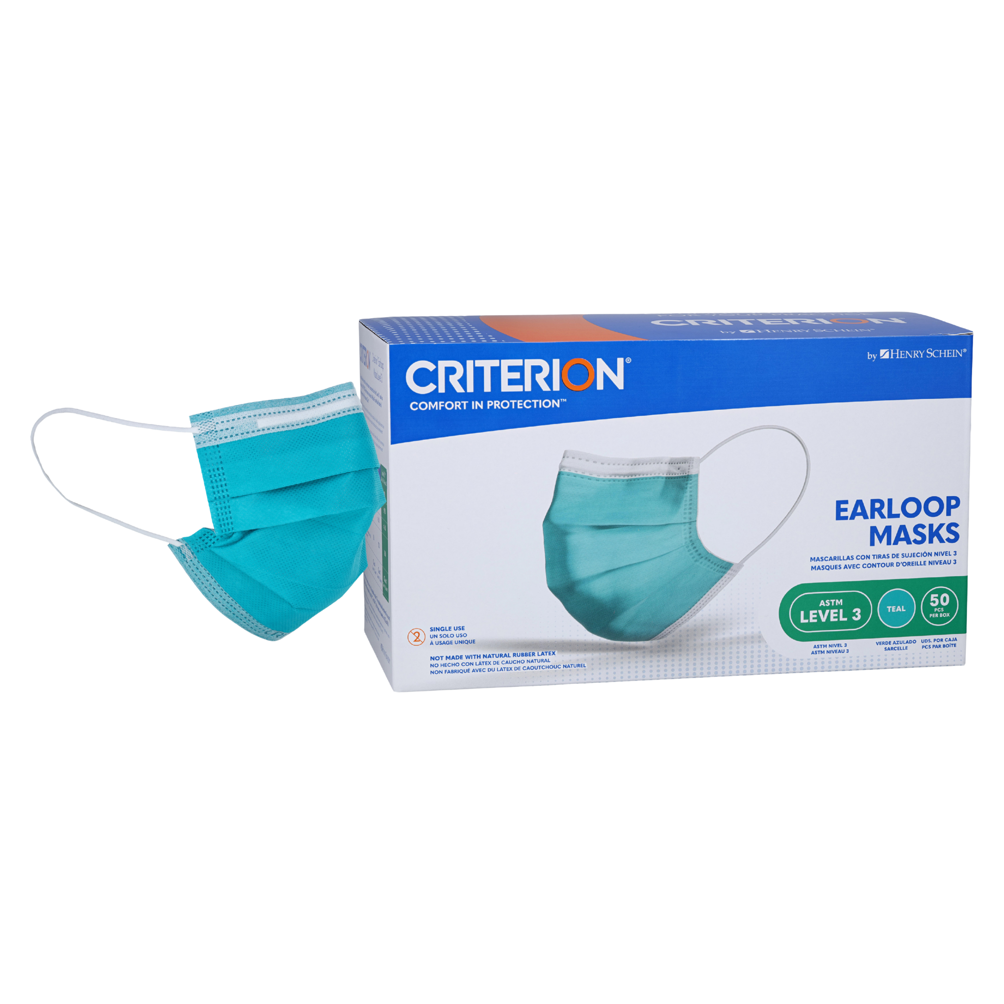 Criterion Mask ASTM Level 3 Teal Adult 50/Bx
