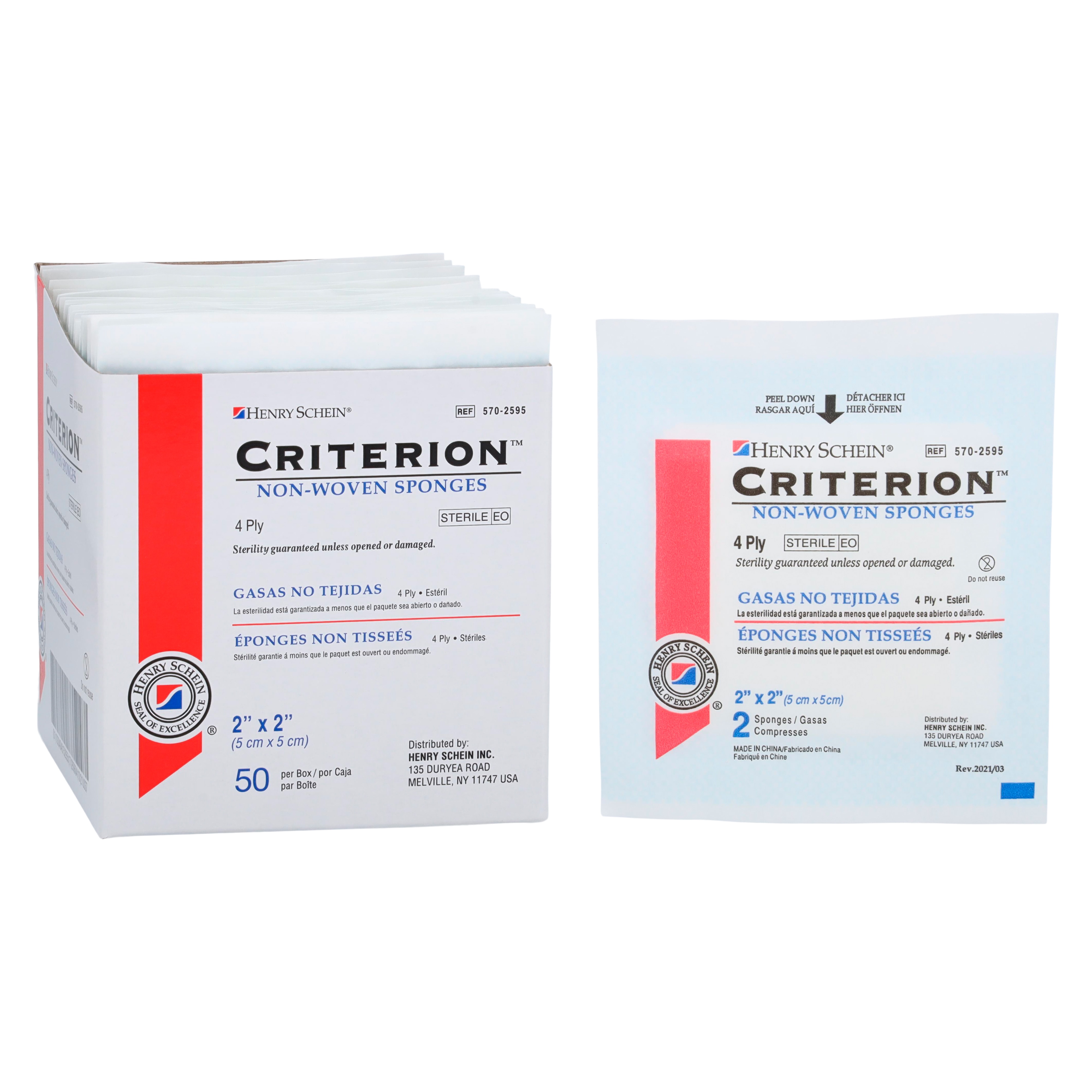 Criterion Viscose/Polyester Non-Woven Sponge 2x2" 4 Ply Sterile Square