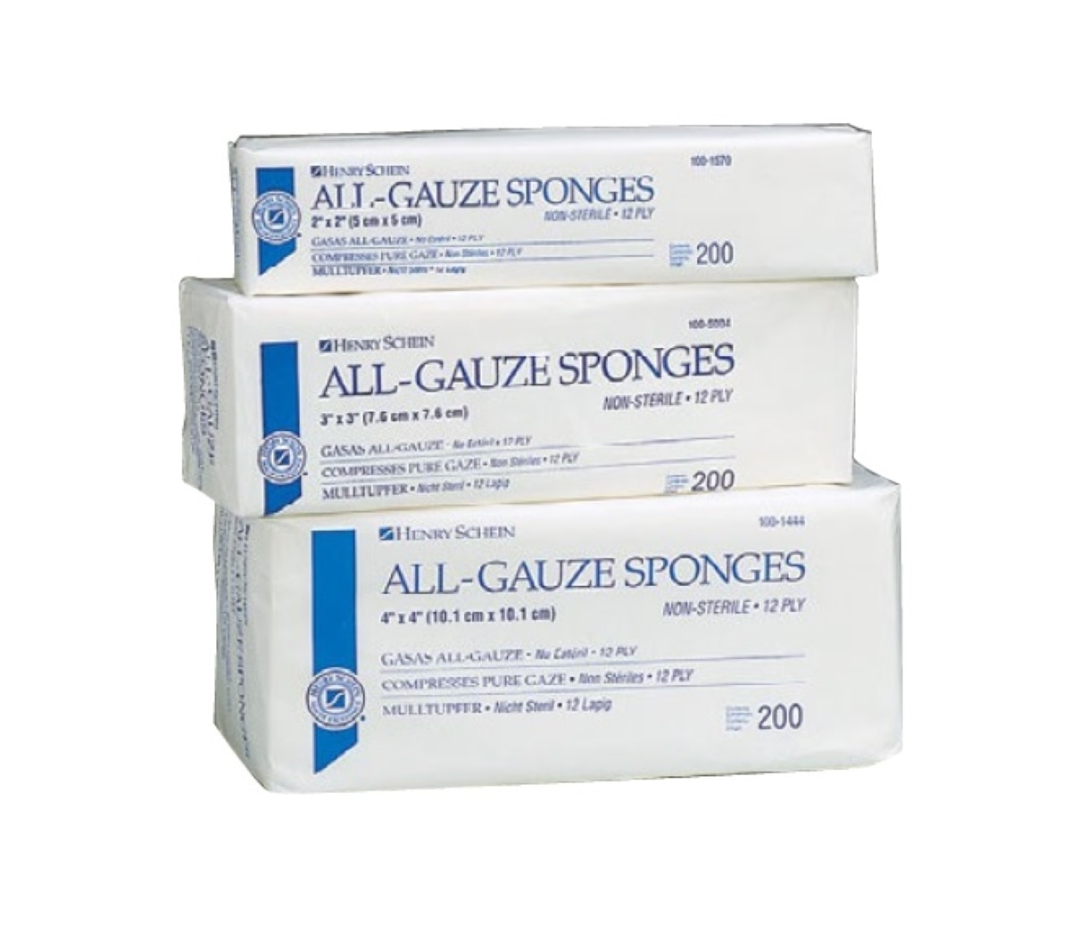 100% Cotton All-Gauze Sponge 4x4" 12 Ply Non-Sterile Square LF