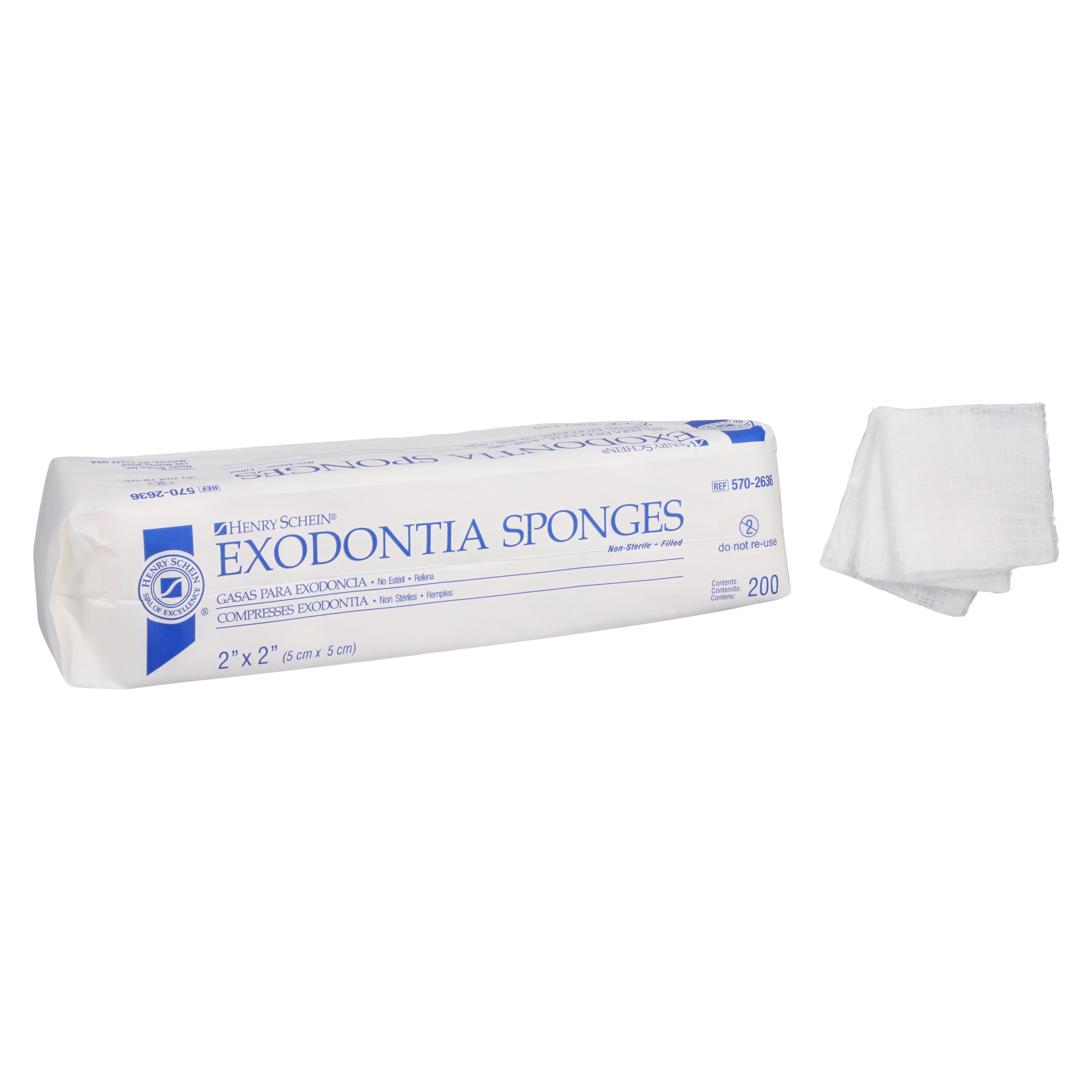Cotton Filled Exodontia Sponge 2x2" 8 Ply Non-Sterile Square LF