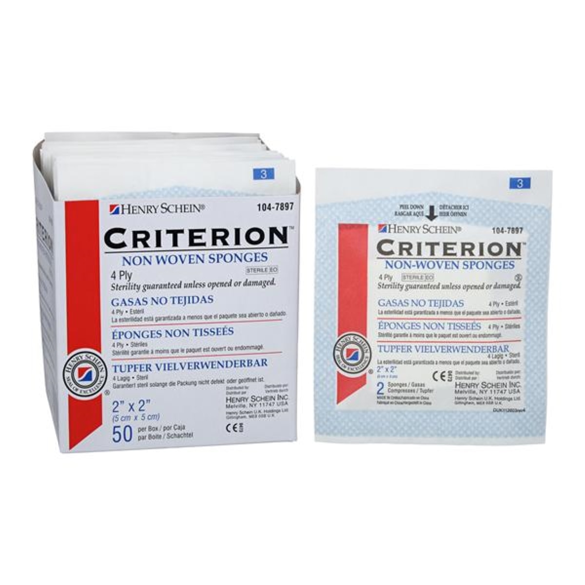 Criterion Rayon/Polyester Blend Non-Woven Sponge 2" x 2" 4 Ply Sterile Square
