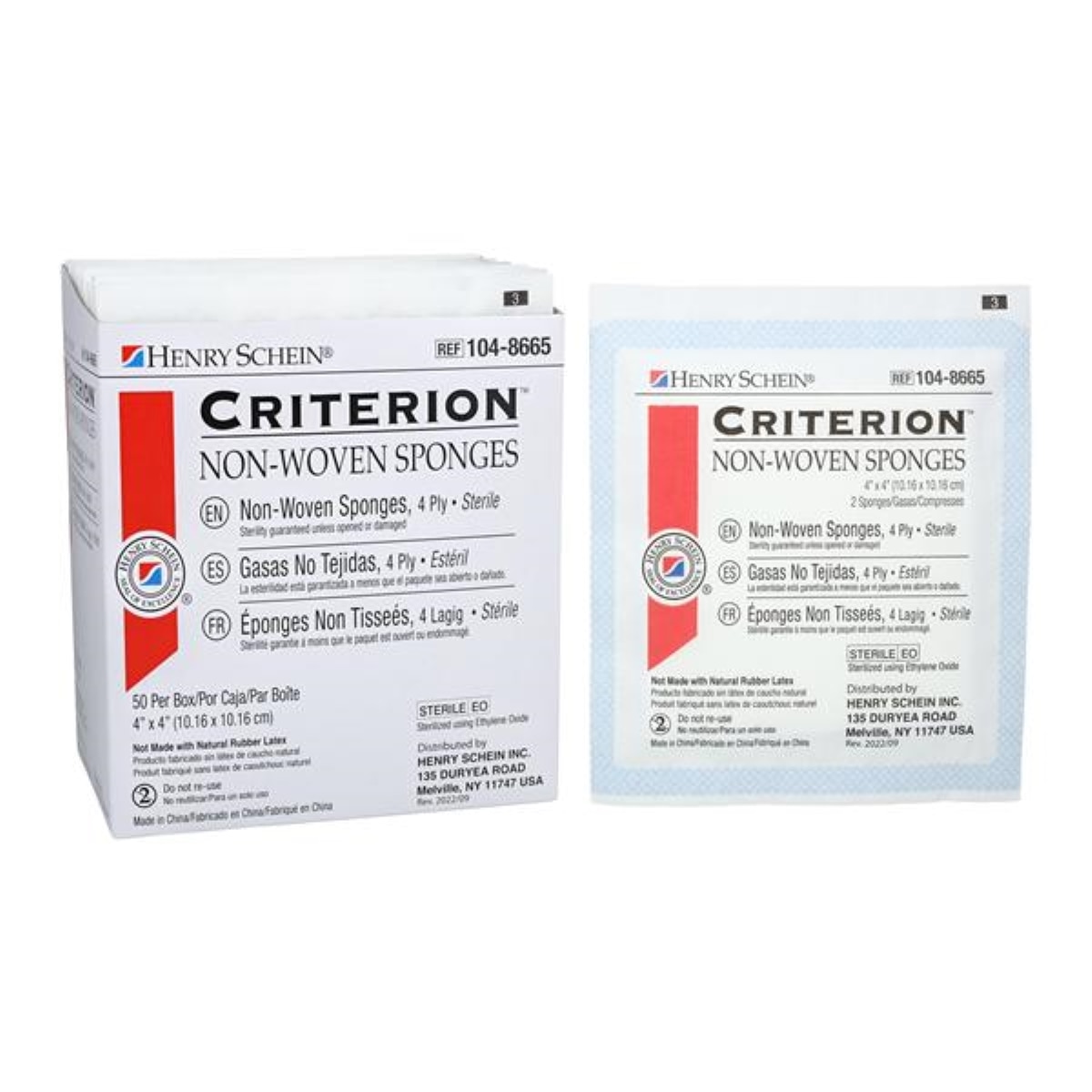 Criterion Rayon/Polyester Blend Non-Woven Sponge 4" x 4" 4 Ply Sterile Square