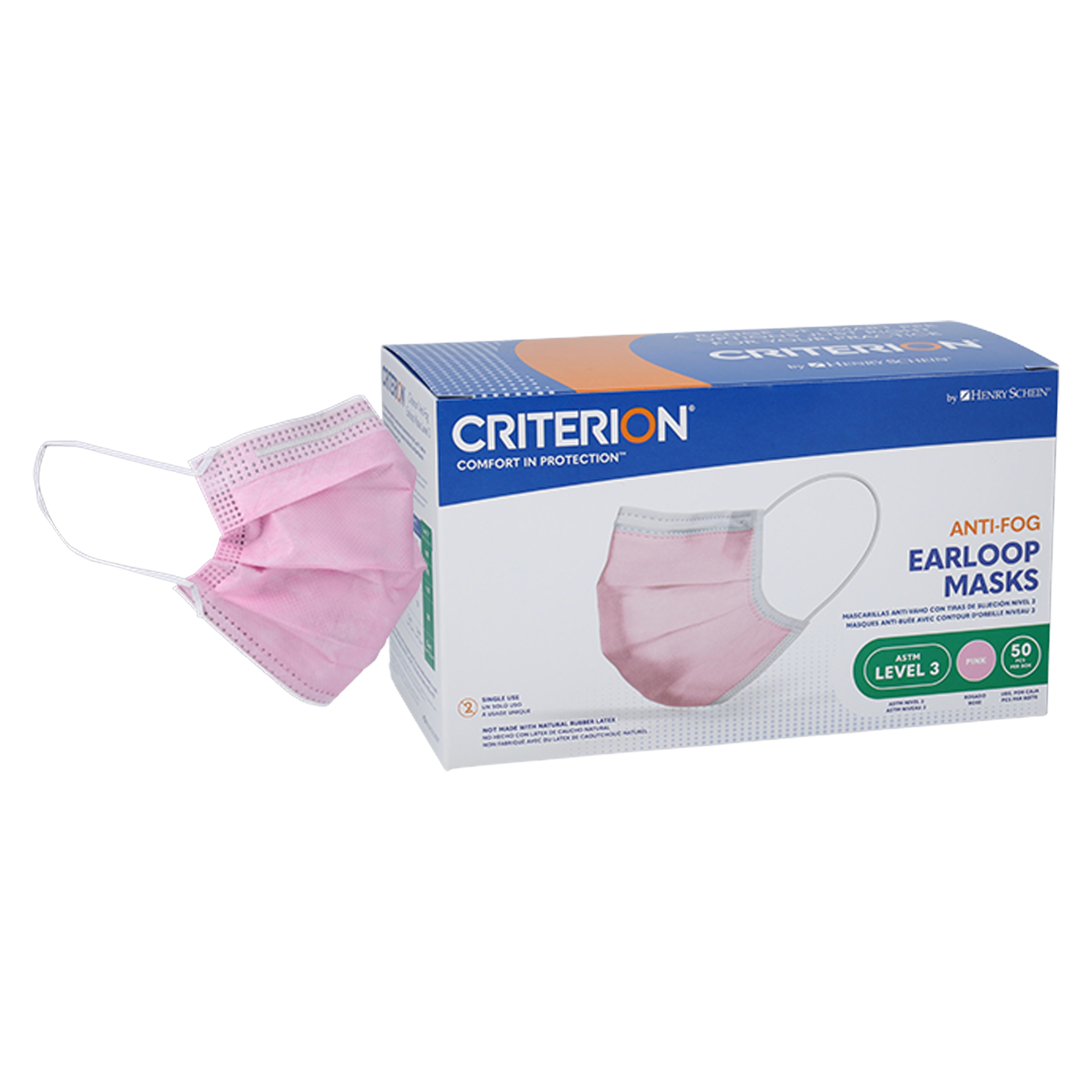 Criterion Mask ASTM Level 3 Anti-Fog Pink Adult 50/Bx