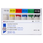 Absorbent Paper Points Assorted 15-40 #501 0.02 Assorted 200/BX