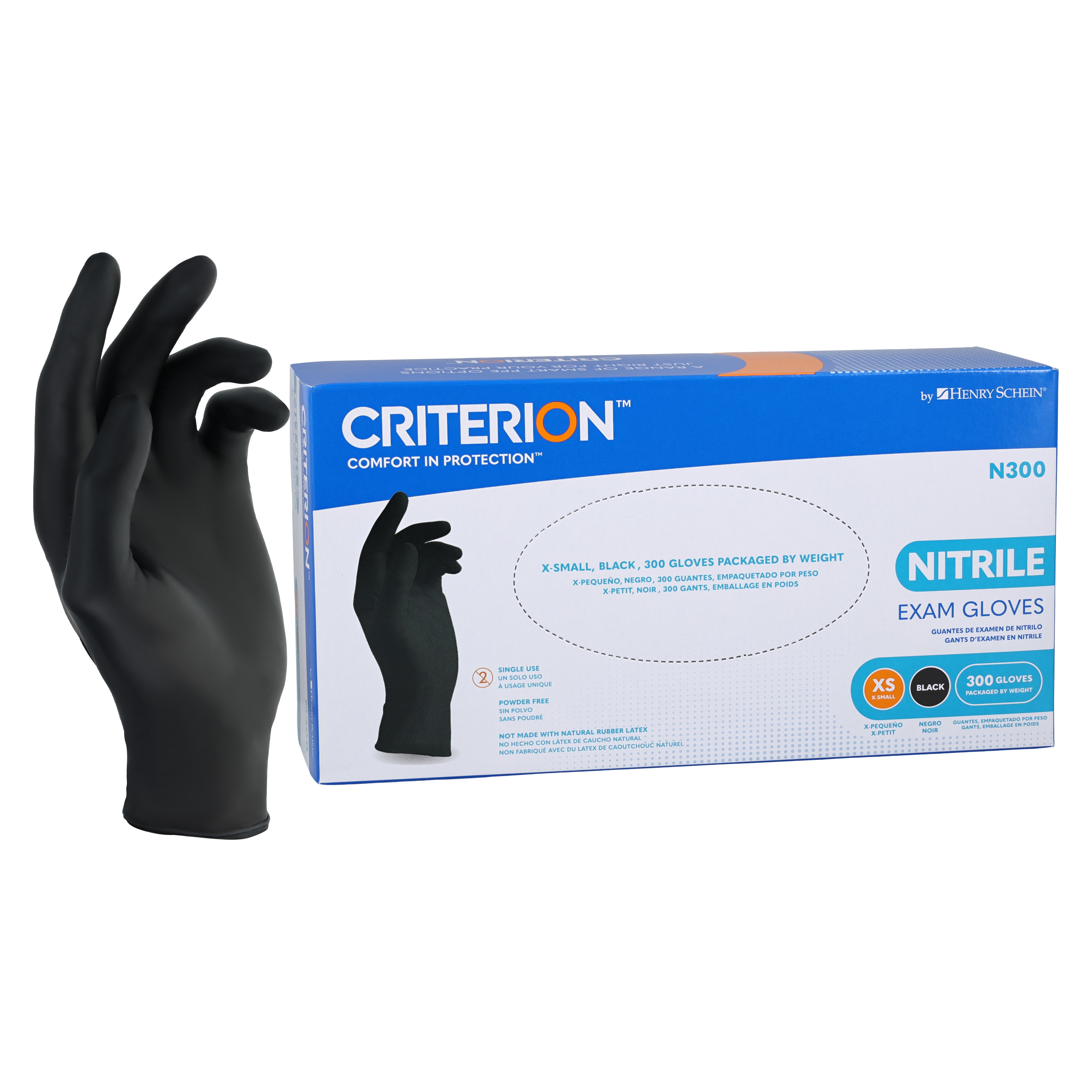 Criterion N300 Nitrile Exam Gloves X-Small Black Non-Sterile 300/Bx