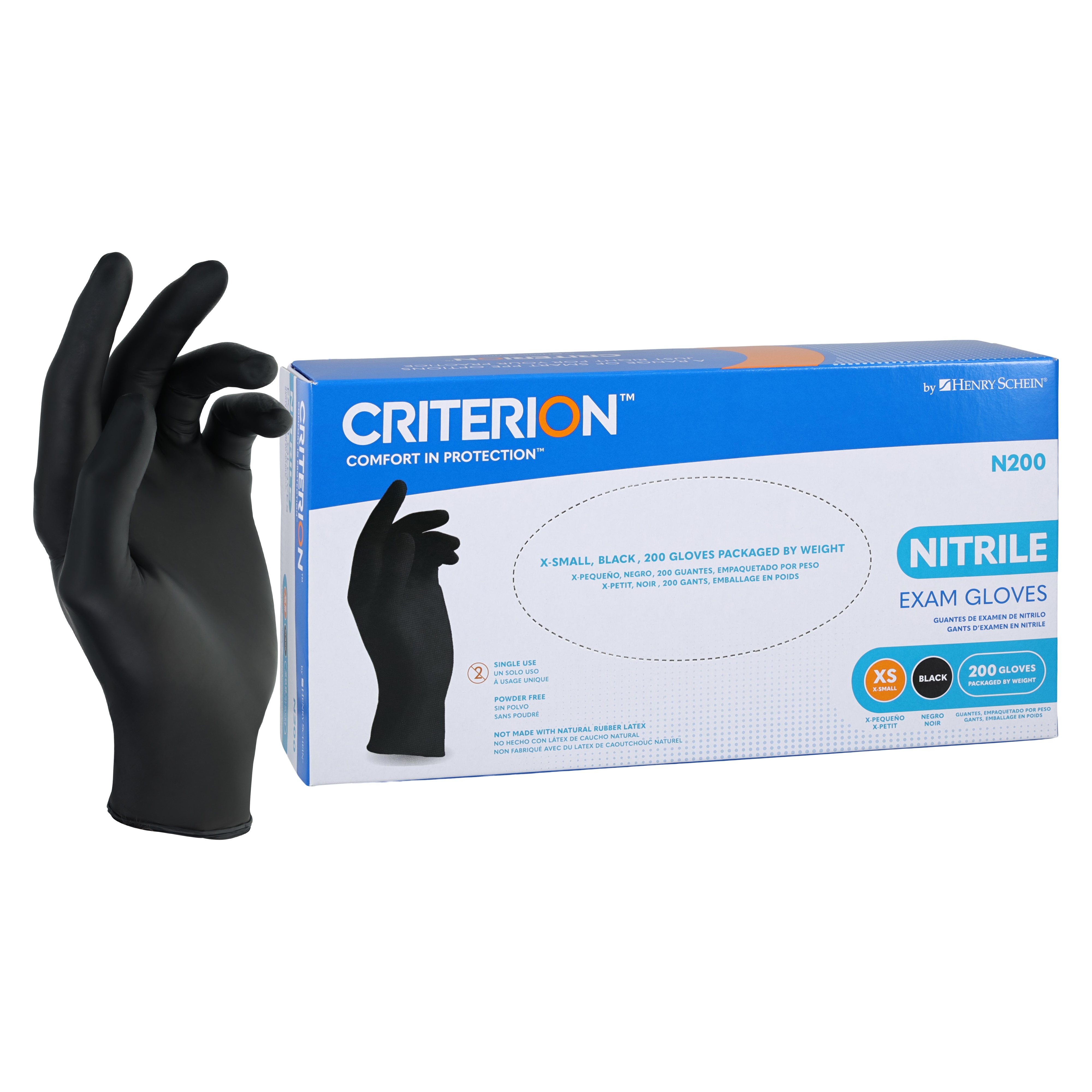 Criterion N200 Nitrile Exam Gloves X-Small Black Non-Sterile