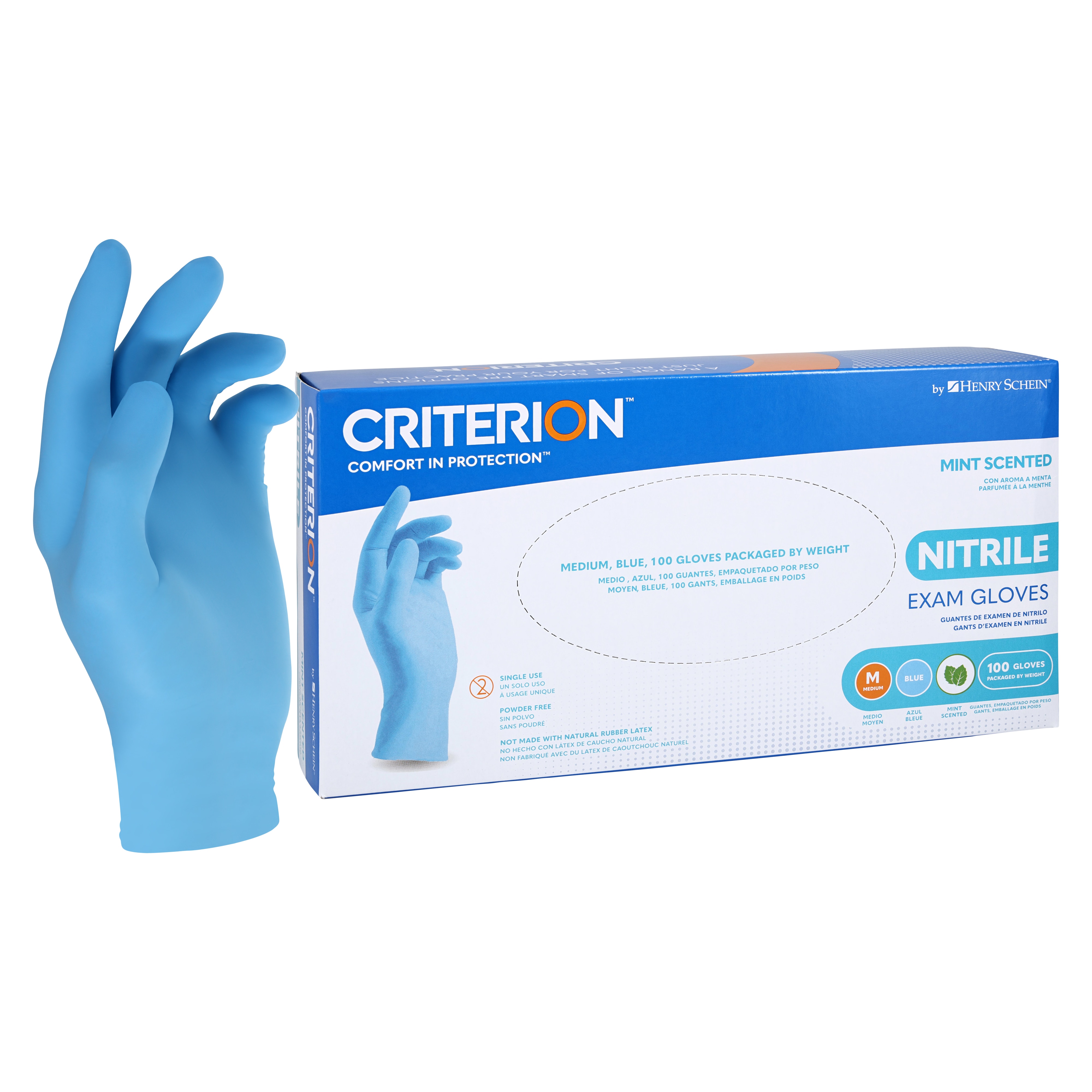 Criterion Nitrile Exam Gloves Medium Blue Non-Sterile 100/Bx