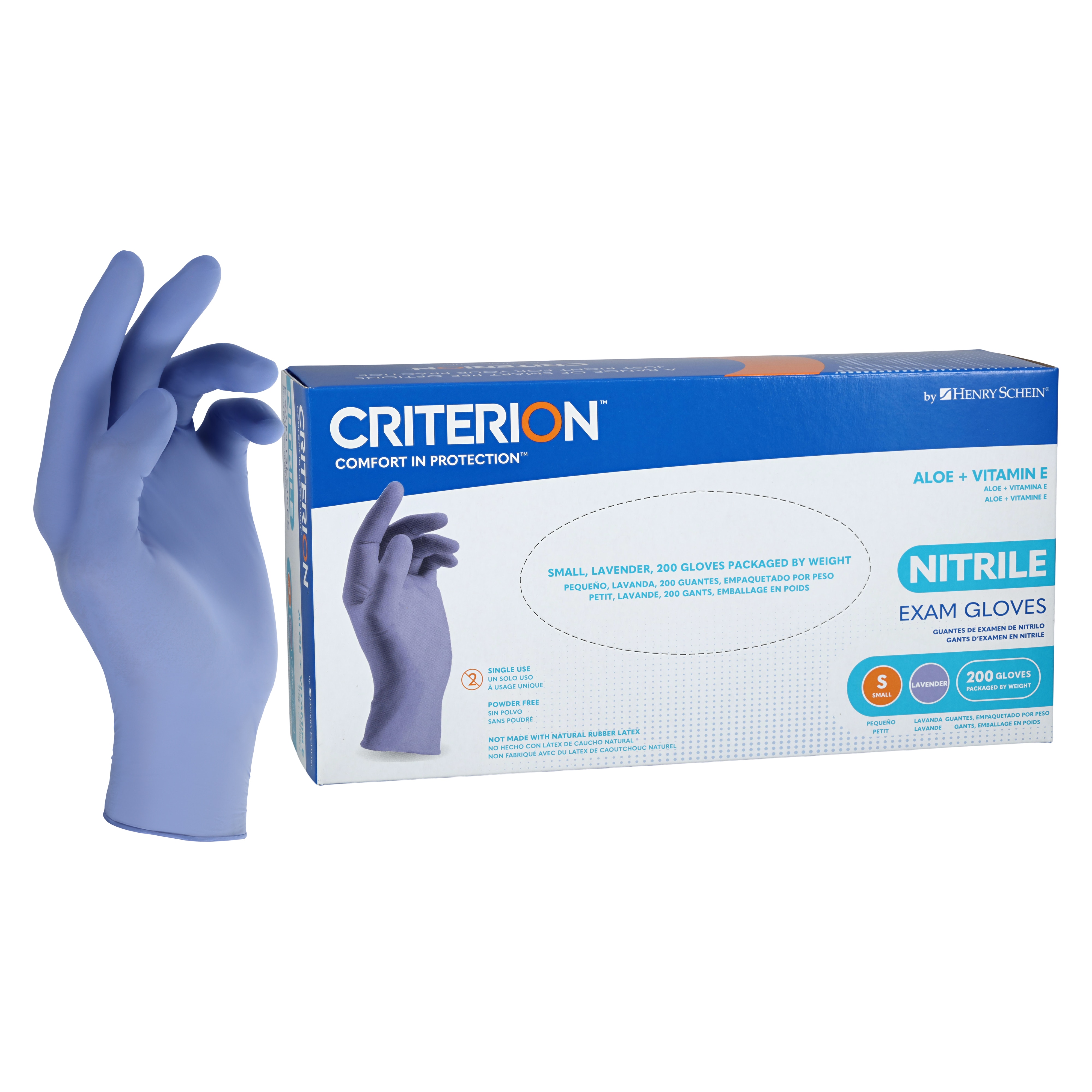 Criterion Aloe + Vitamin E Nitrile Exam Gloves Small Lavender Non-Sterile