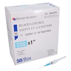 Blood Control IV Catheter Push Button 22 Gauge 1" 50/Bx
