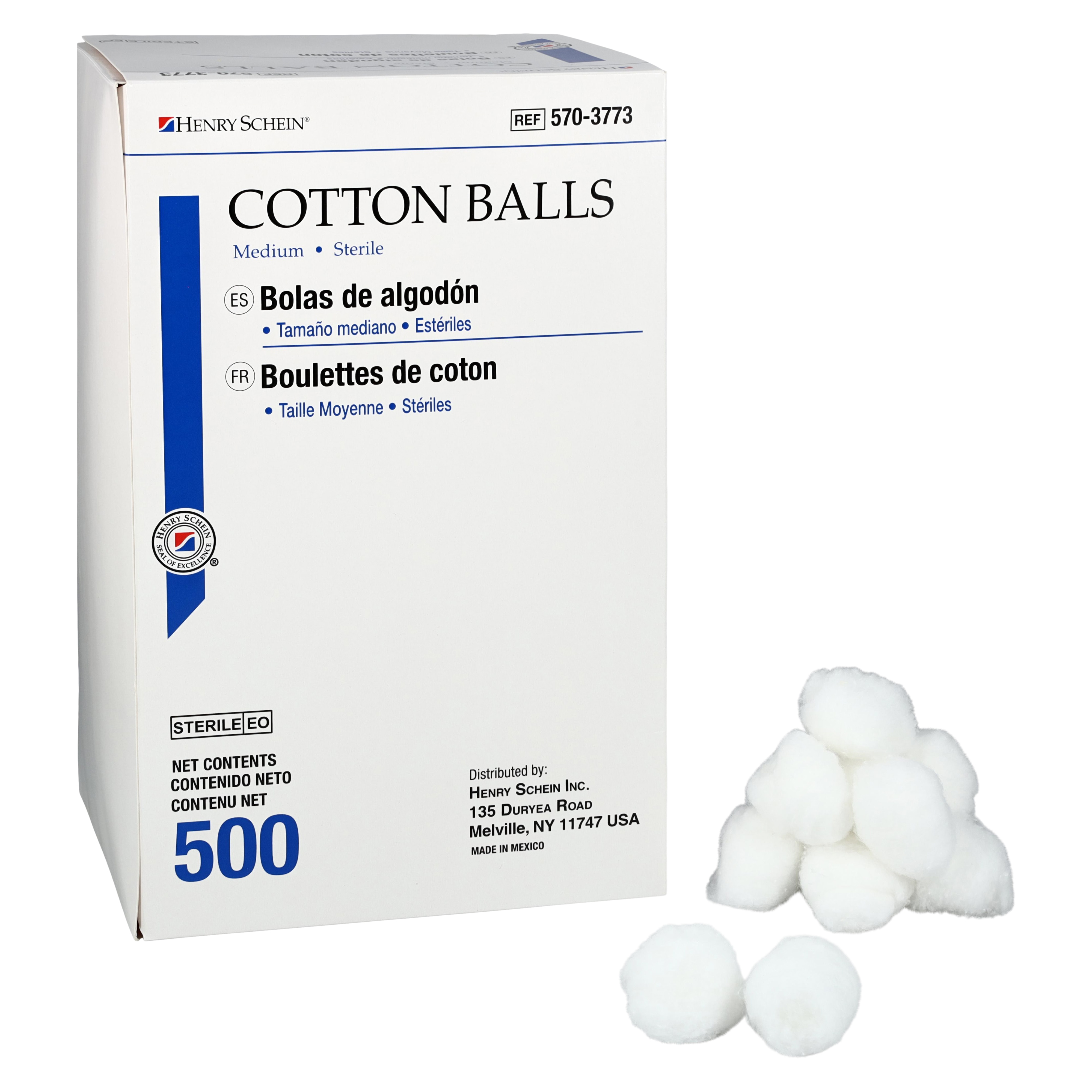 Cotton Ball Sterile Medium 500/Bx