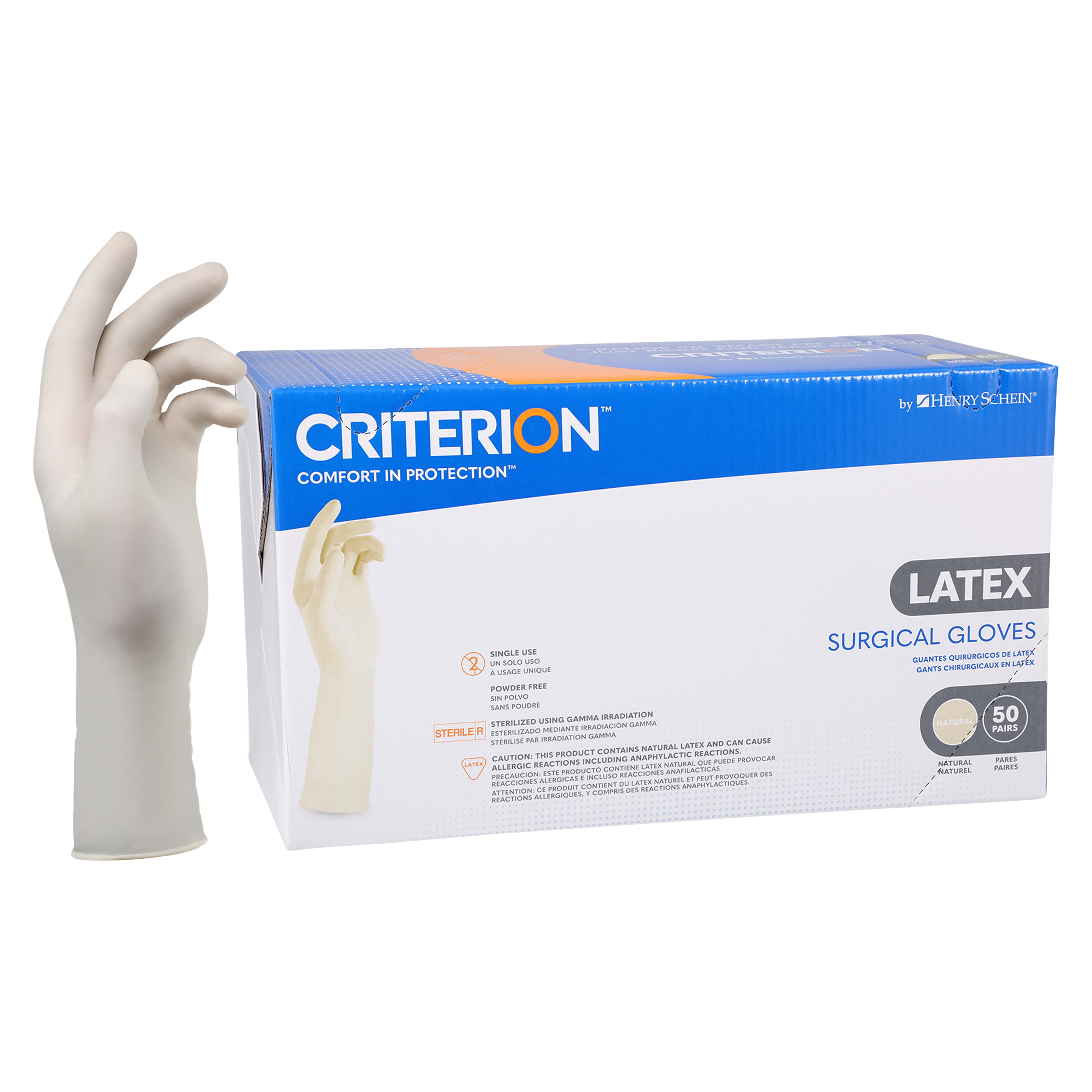 Criterion Latex Surgical Gloves 8 Natural 50Pr/Box