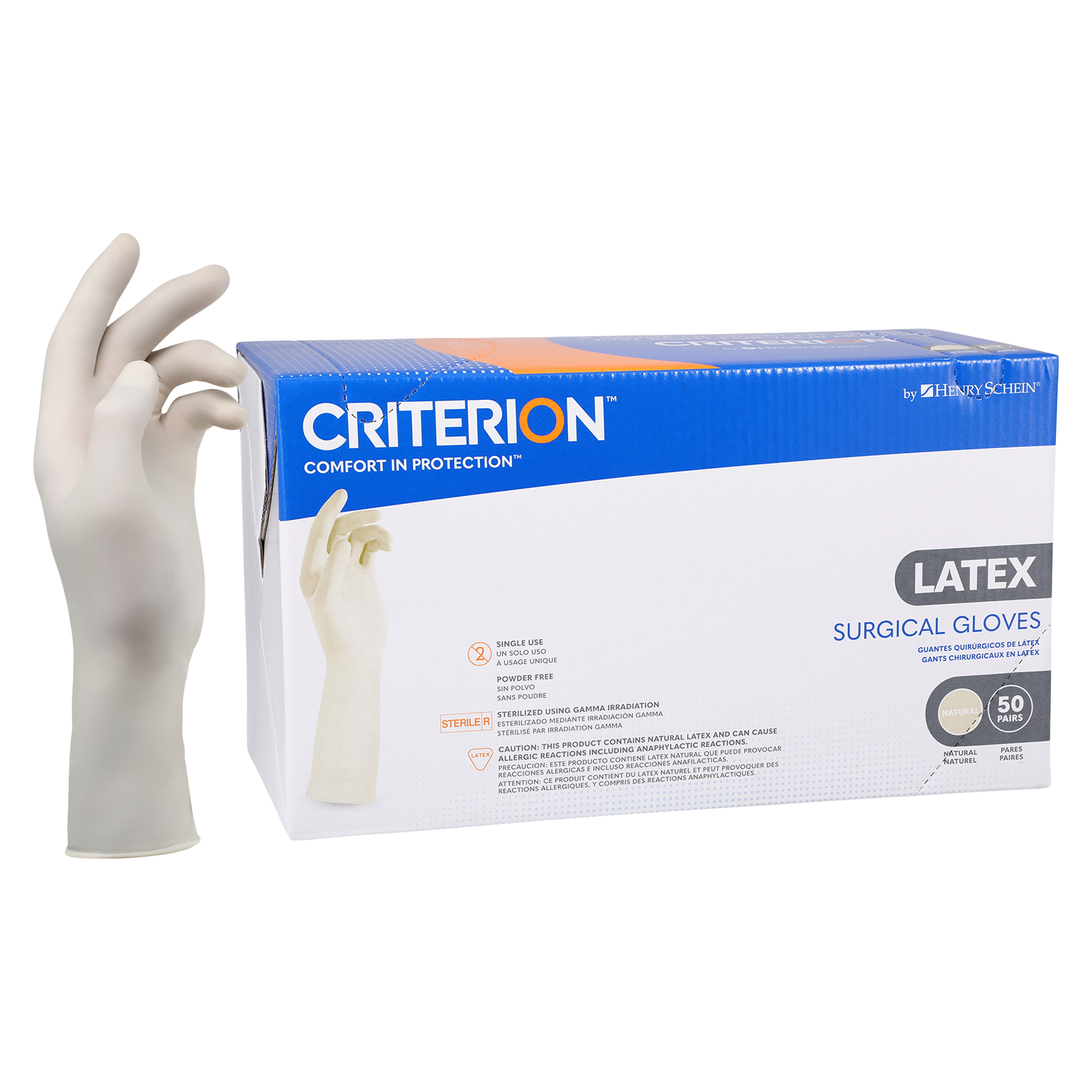 Criterion Latex Surgical Gloves 8.5 Natural 50Pr/Box
