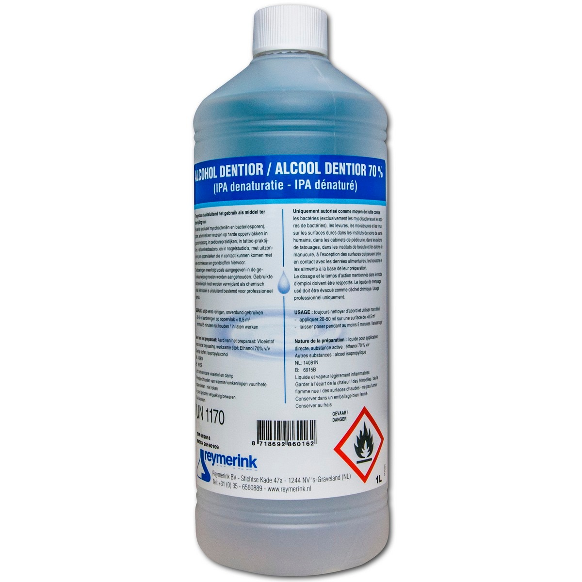 Alcohol Dentior 70% - alcohol 70%, Fles 1 liter