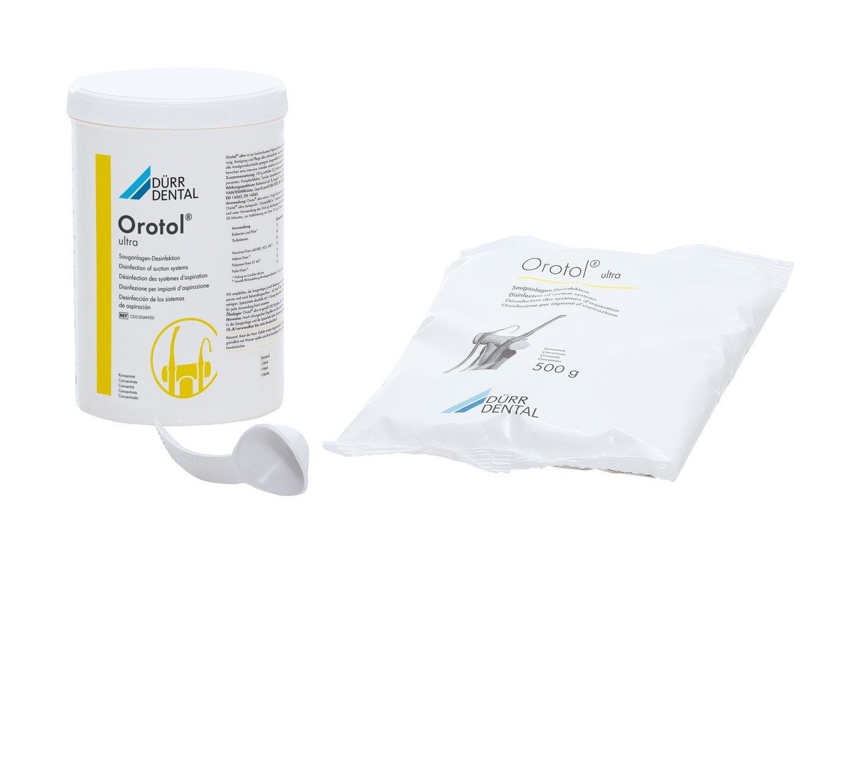 Orotol Ultra - Navulling, 8x 500 g poeder en doseerlepel.