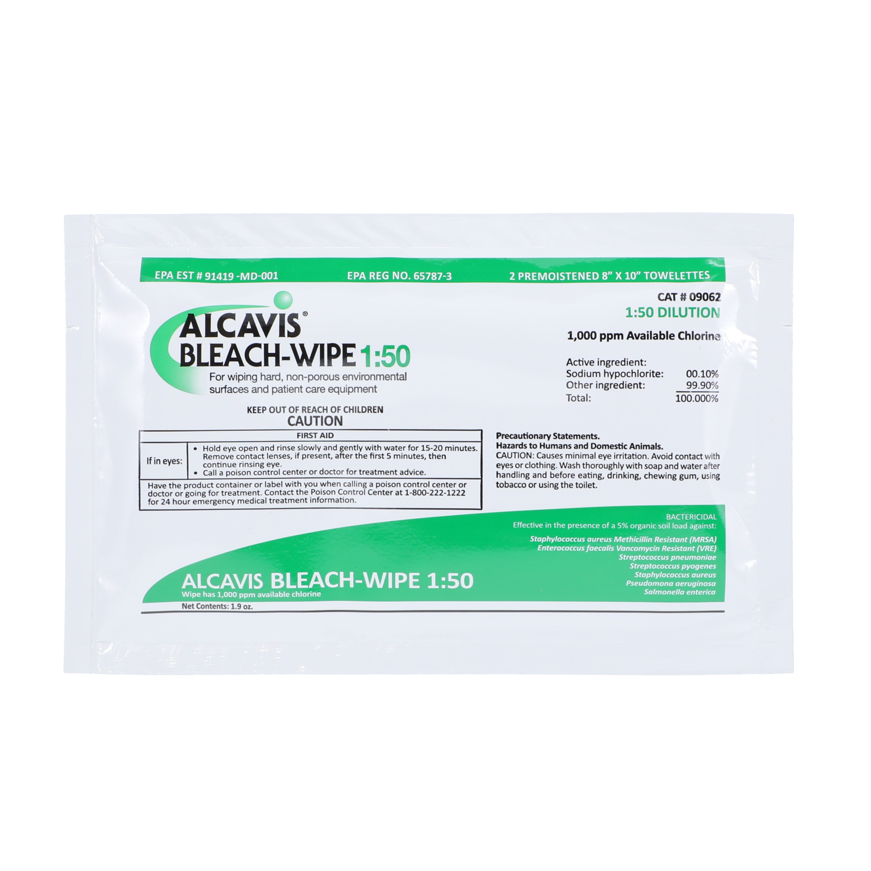 Alcavis Wipes Disinfectant Doubles Individually Packaged 50/Bx