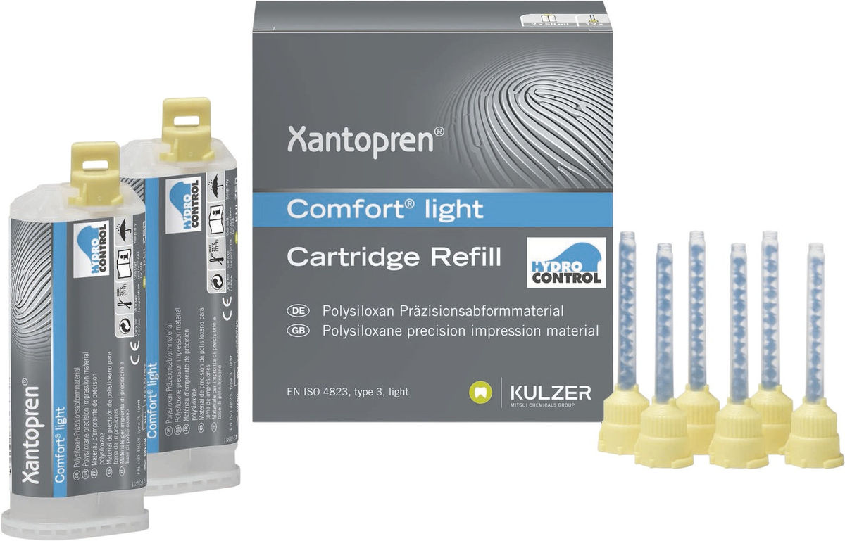 Xantopren Comfort - Light, 6x 50 ml en 36 mengtips, Blauw