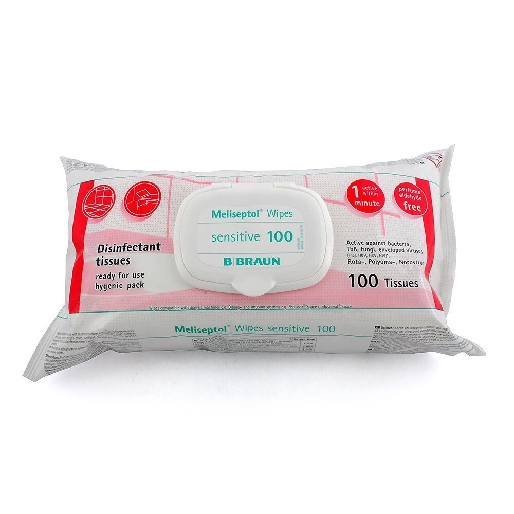 Meliseptol wipes sensitive - flowpack verpakking 100 stuks