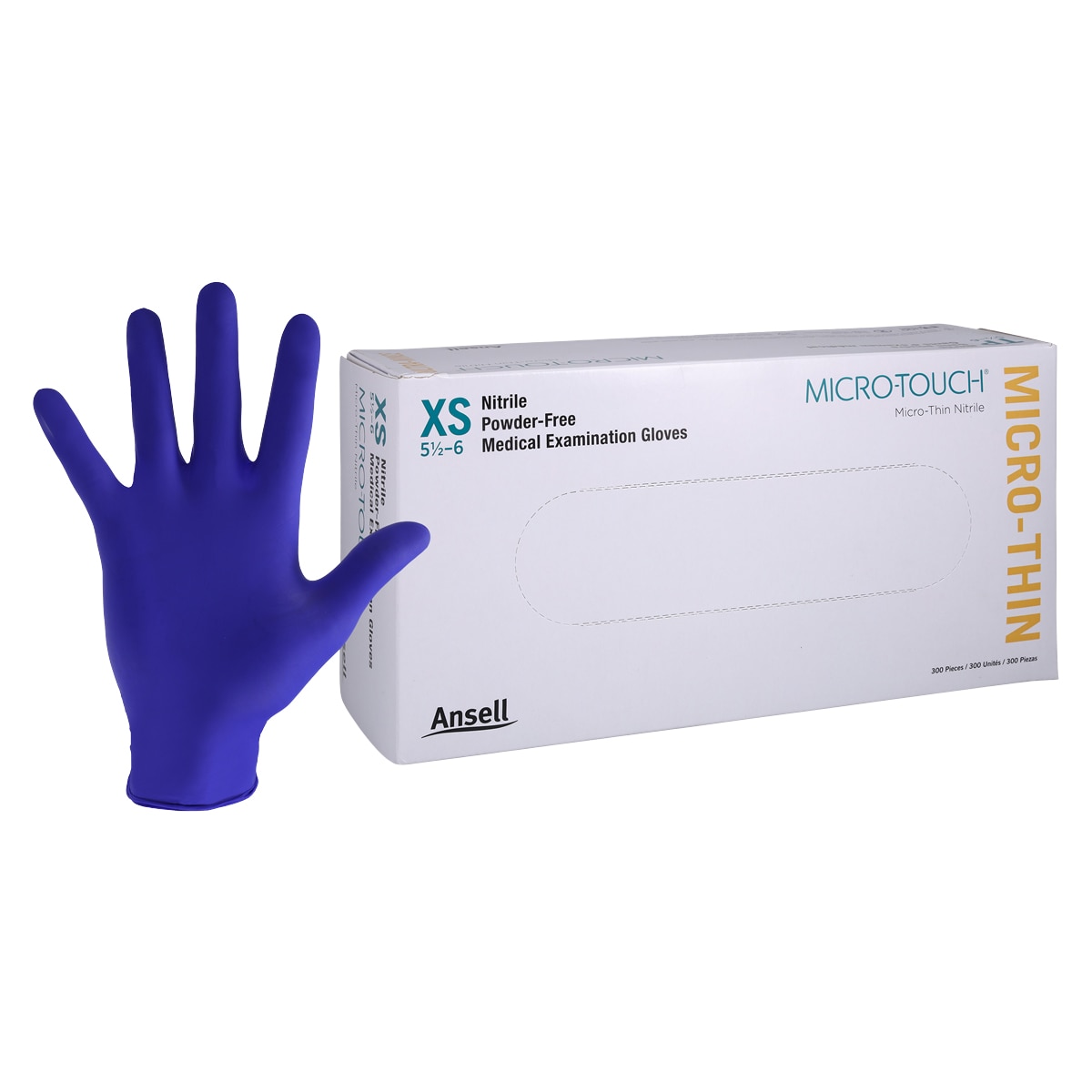 MICRO-TOUCH Micro-Thin Nitrile Exam Gloves X-Small Blue Non-Sterile 300/Bx