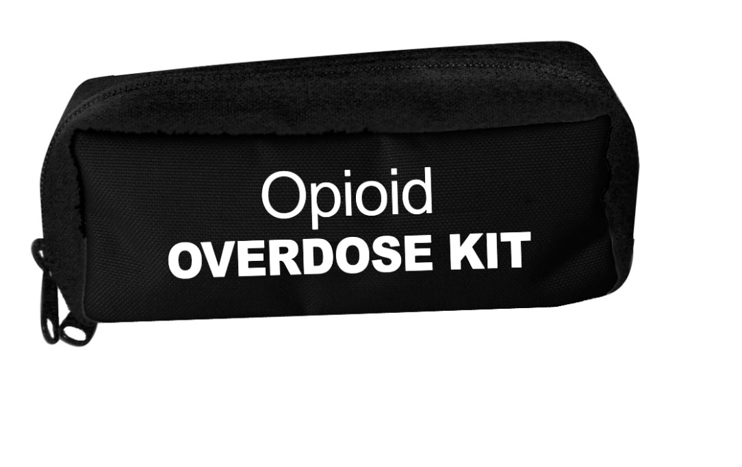 Narcan Opiod Overdose Bag 7.5x2x3.5" Black Zipper Closure No Handle