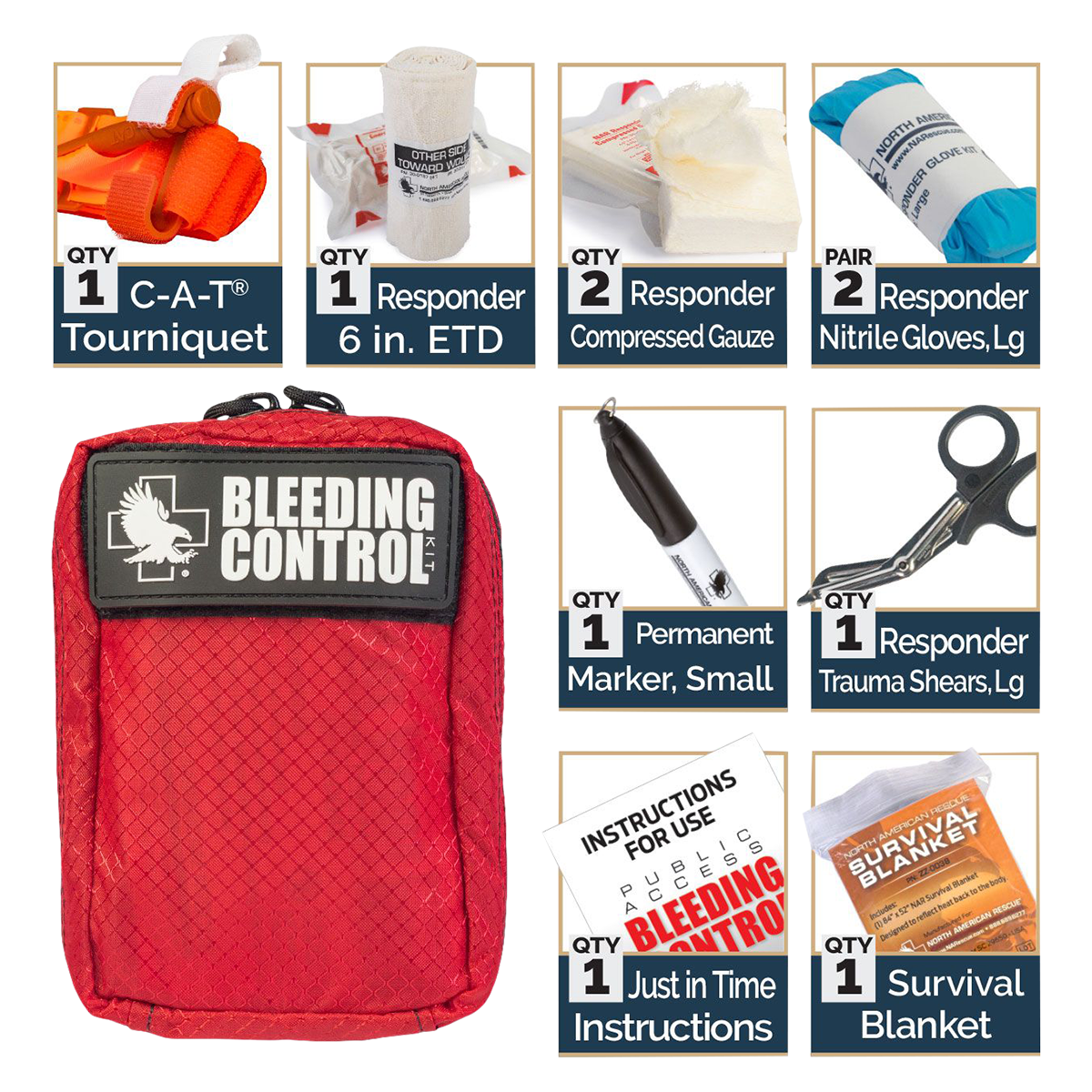 Public Access Individual Bleeding Control Basic Kit Red