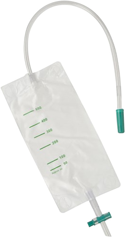 Urinebeenzak 500ml recht - 60cm slang, per 30 stuks