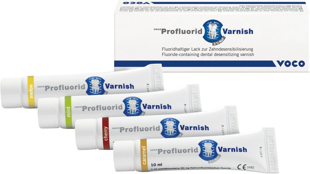 Profluorid Varnish, Tube - Assortiment - 4x 10 ml (caramel, kers, meloen en mint)