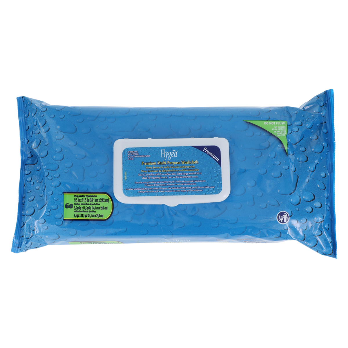 Hygea Premium Multipurpose Washcloth Light Fresh Scent Disp 9.5x11.5" 60x6/Ca