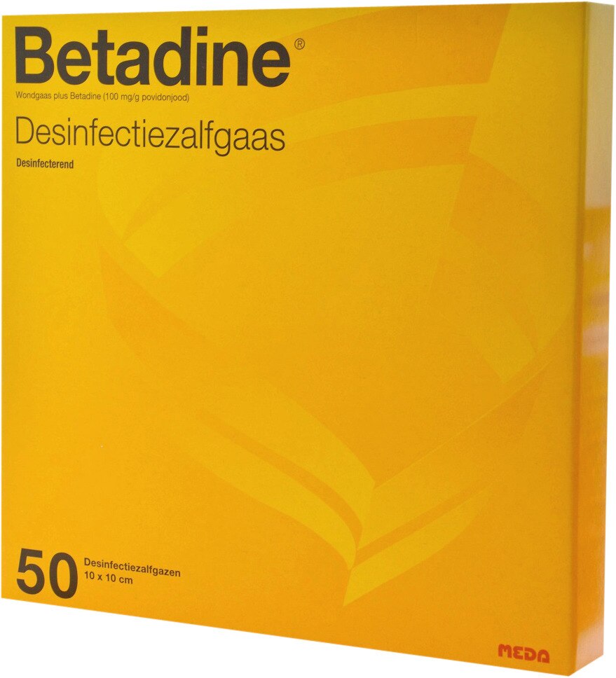 Betadine zalfgaas - 10 x 10 cm, per 50 stuks