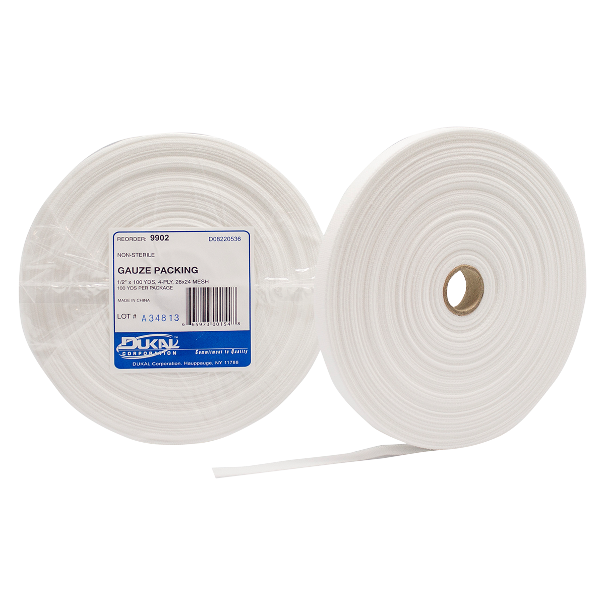 Section Sponge 100% Cotton Gauze Packing 1/2"x100yd 4 Ply Non-Sterile LF
