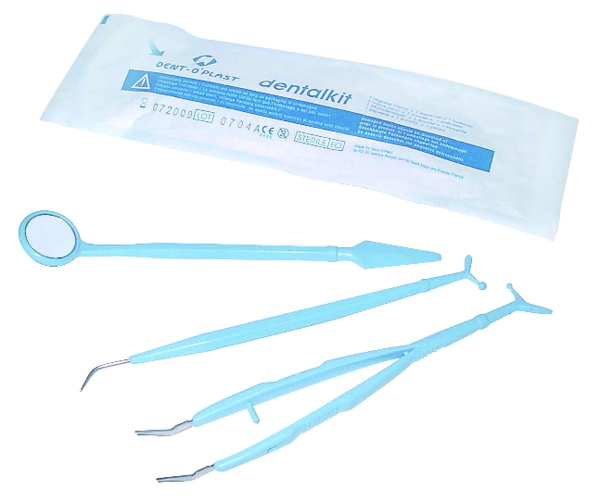 Dental-Kit - Boite de 10 Kits : Sonde + Miroir + Precelle - STERIBLUE