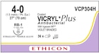 Vicryl Plus Suture 4-0 27" Triclosan/Polyglactin 910 Braid RB-1 Violet 36/Bx