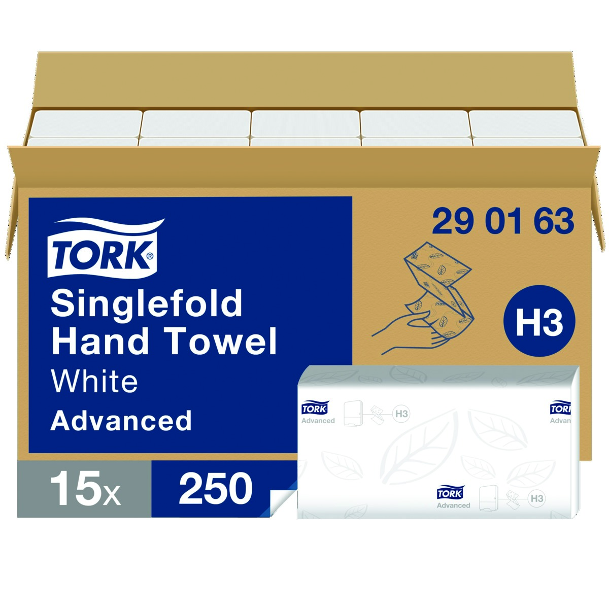 Essuie-mains pliés en Z TORK - Le carton de 15 paquets (3750) - Blanc