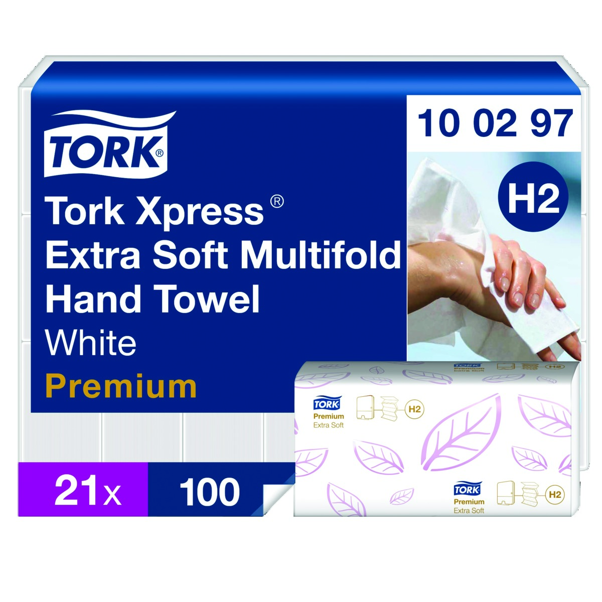 Essuie-mains enchevêtrés extra-doux TORK - Carton de 21 paquets de 100 (2100)