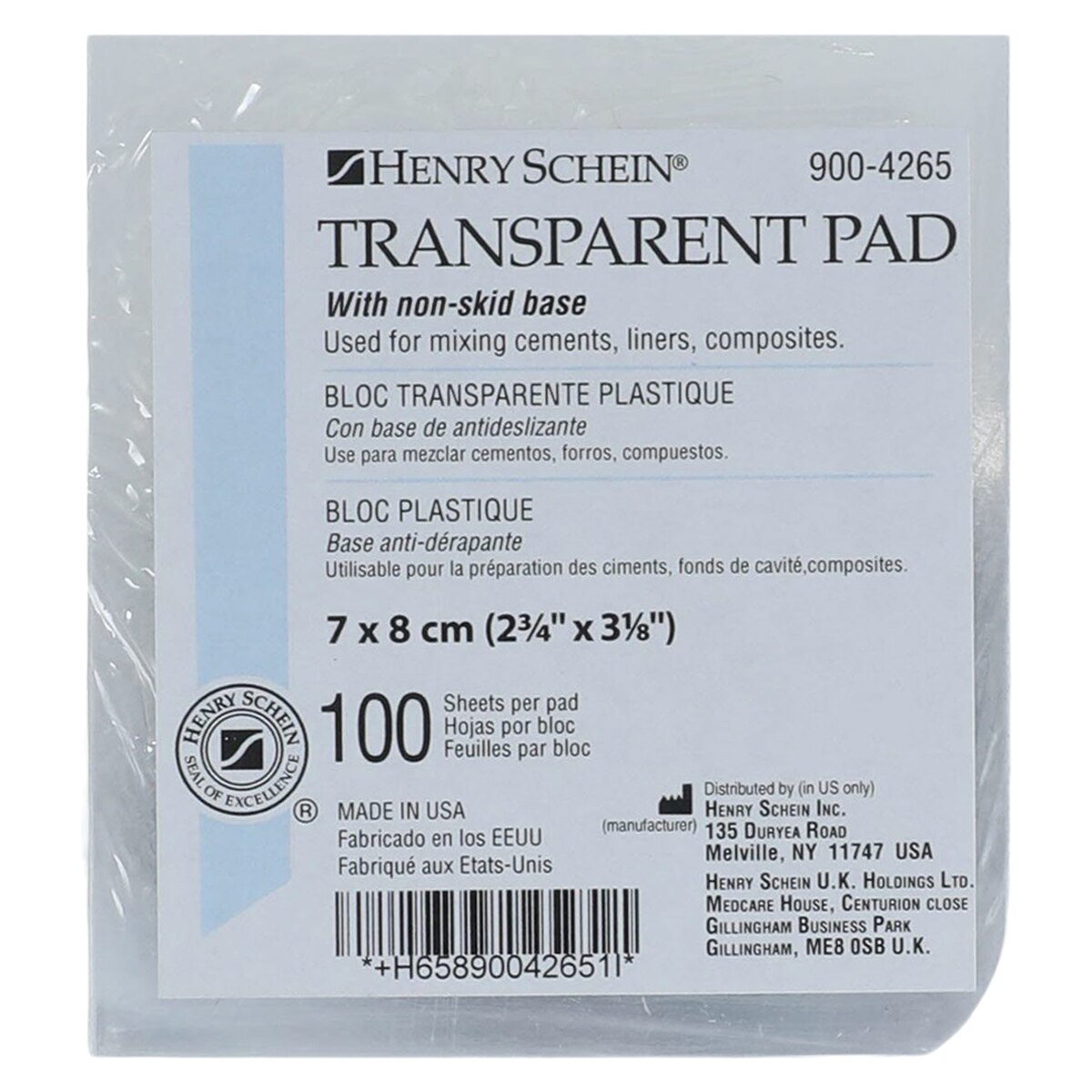 Mixing Pad Transparent 2 3/4 in x 3 1/8 in Ea