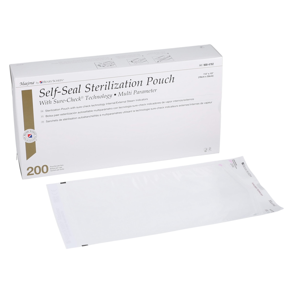 Maxima Multi Parameter Sterilization Pouch 7.5 in x 13 in 200/Bx