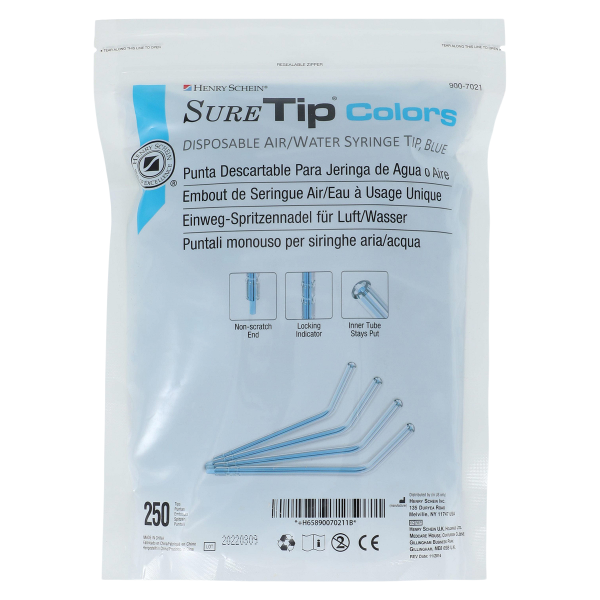 Sure Tip Colors HSI Air / Water Tip Blue 250/Bg