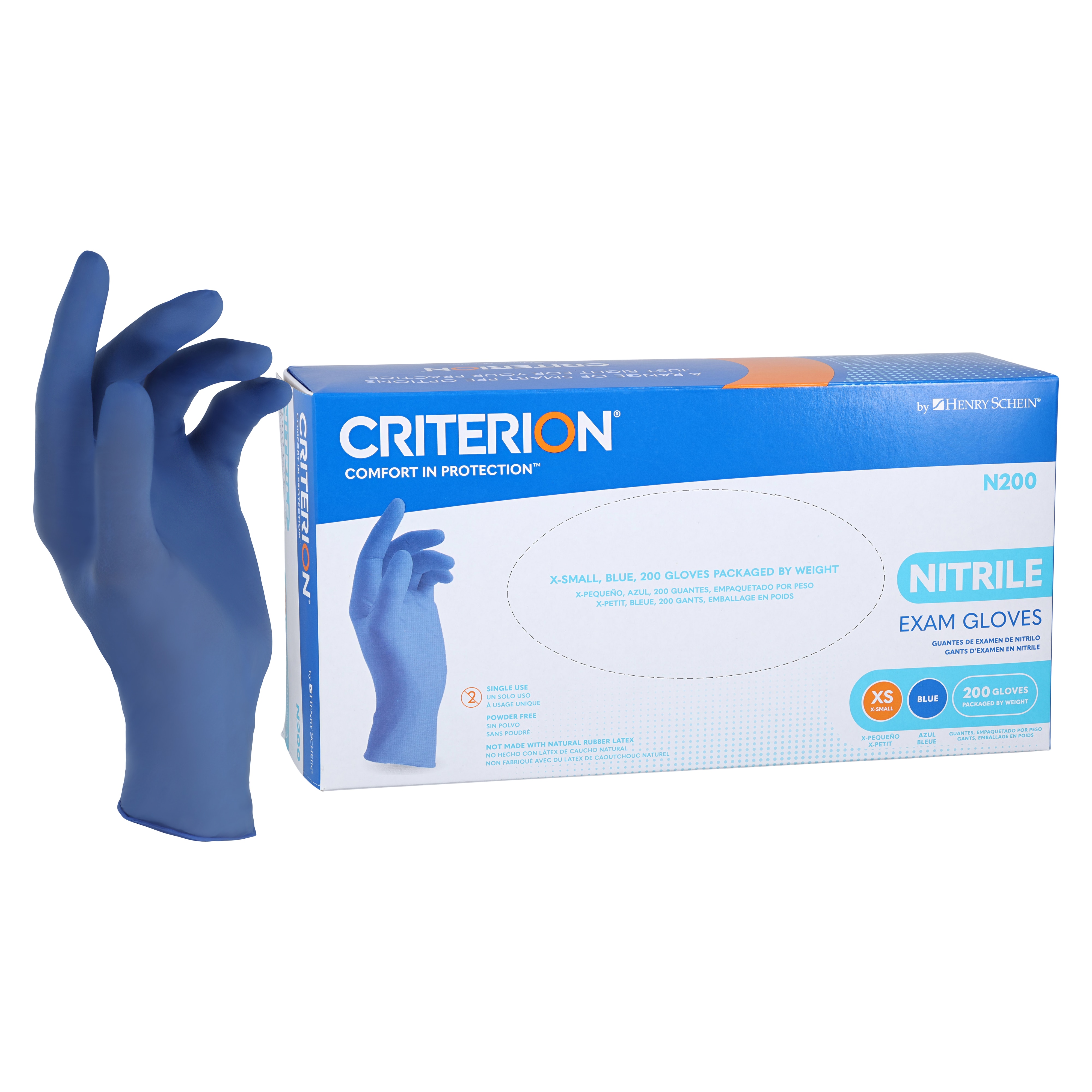 Criterion N200 Nitrile Exam Gloves X-Small Blue Non-Sterile