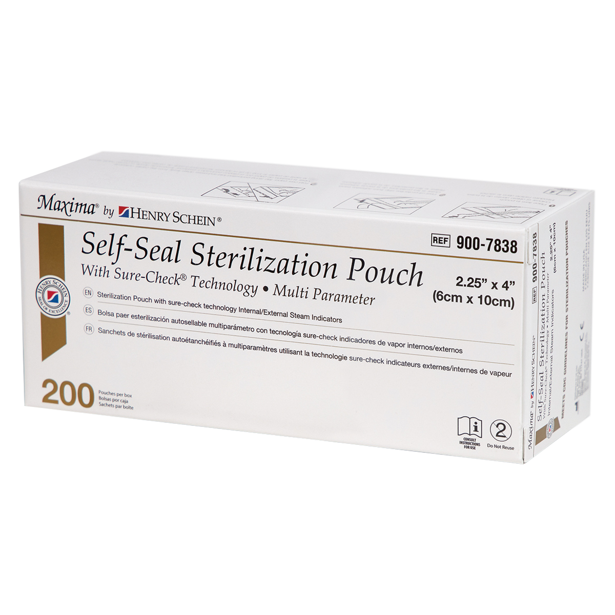 Maxima Multi Parameter Sterilization Pouch 2.25 in x 4 in 200/Bx
