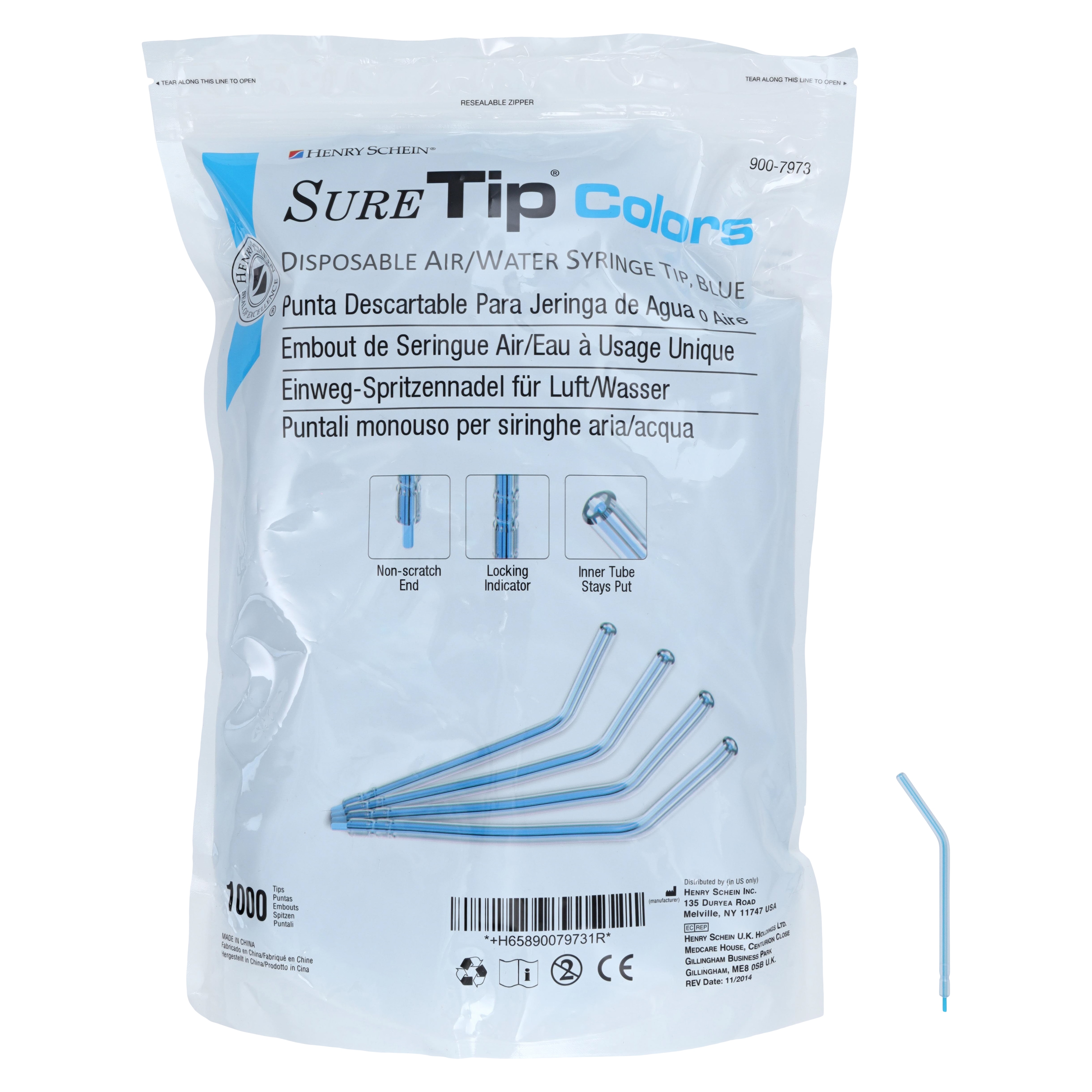 Sure Tip Colors HSI Air / Water Tip Blue 1000/Bg