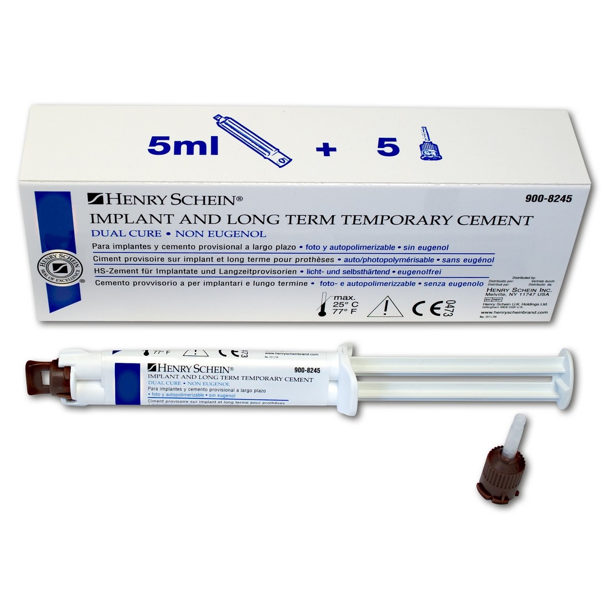 Implantaat- en langdurig tijdelijk cement - Smartmixspuit à 5 ml en 5 bruine mengtips