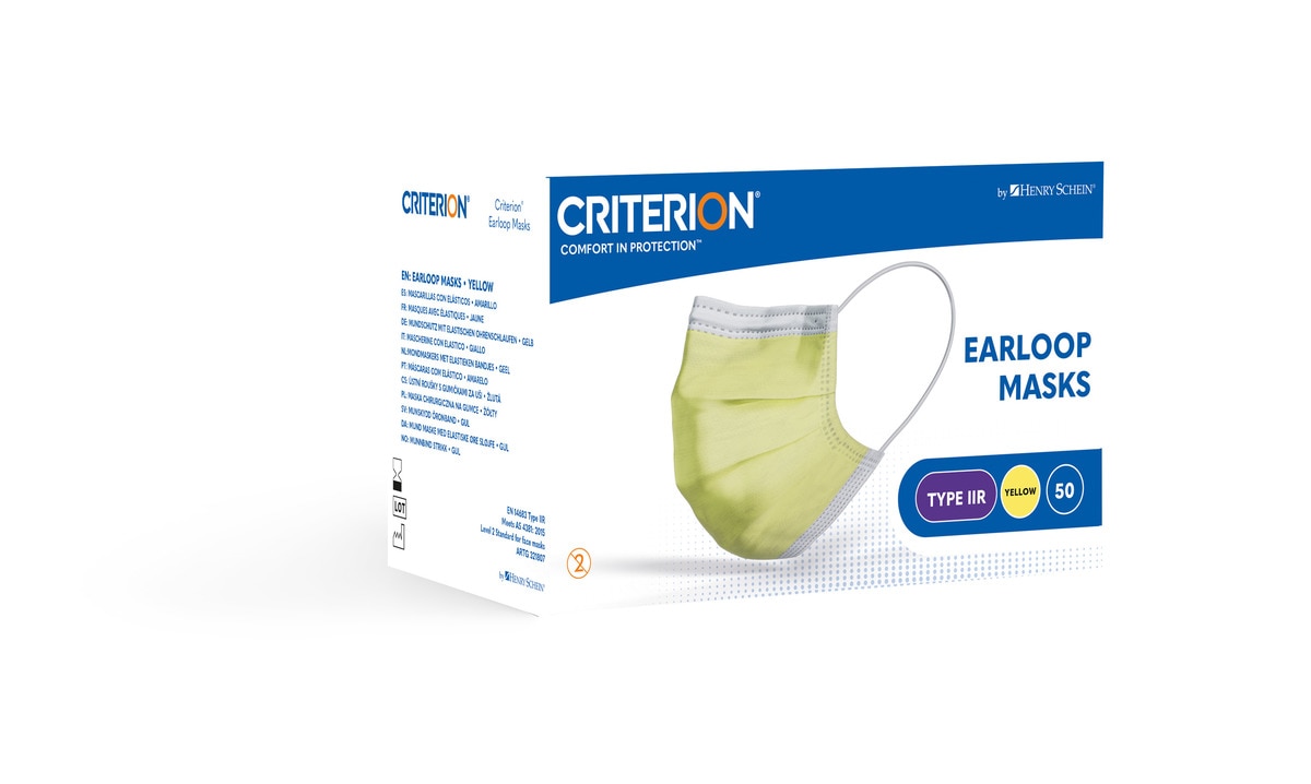 Criterion Mondmaskers Earloop Type IIR - Geel, 50 stuks