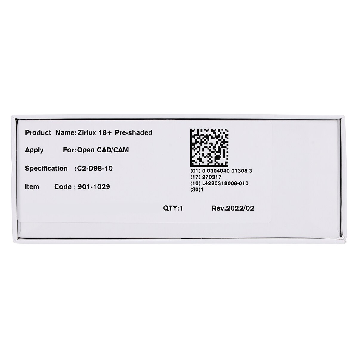 Zirlux16+ Zirconia Disc Preshaded C2 98x10 Ea