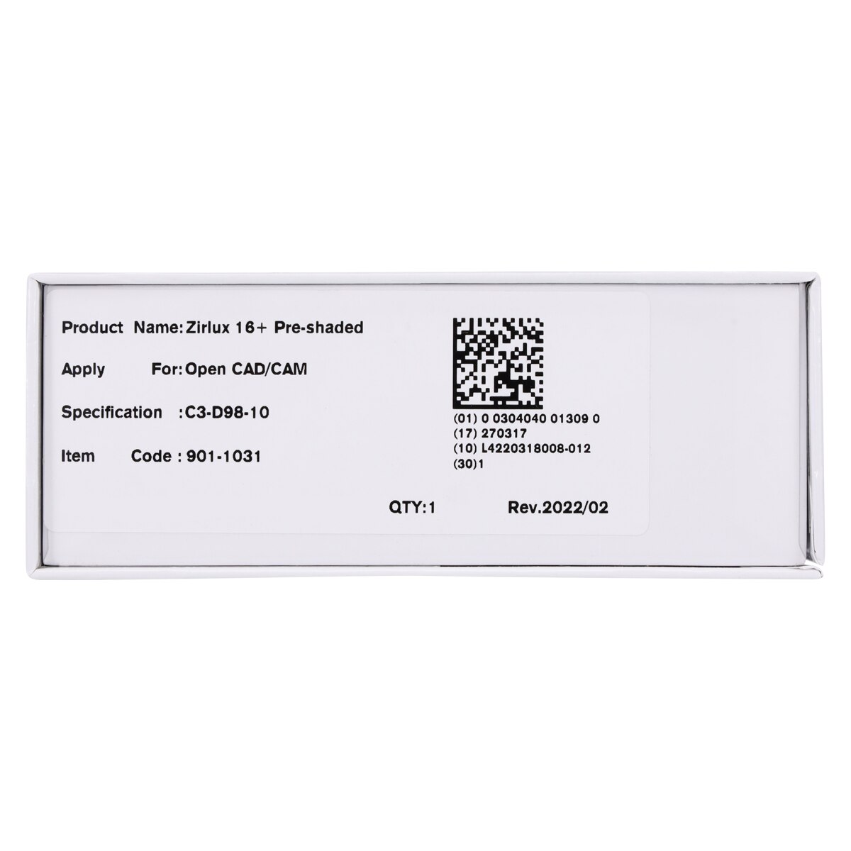 Zirlux16+ Zirconia Disc Preshaded C3 98x10 Ea