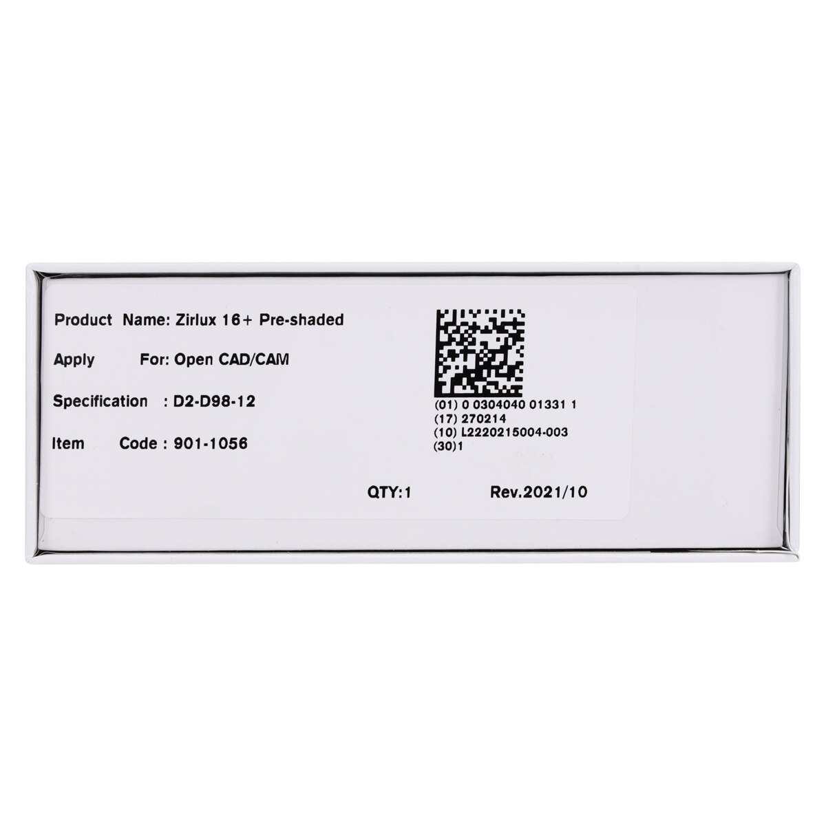 Zirlux16+ Zirconia Disc Preshaded D2 98x12 Ea