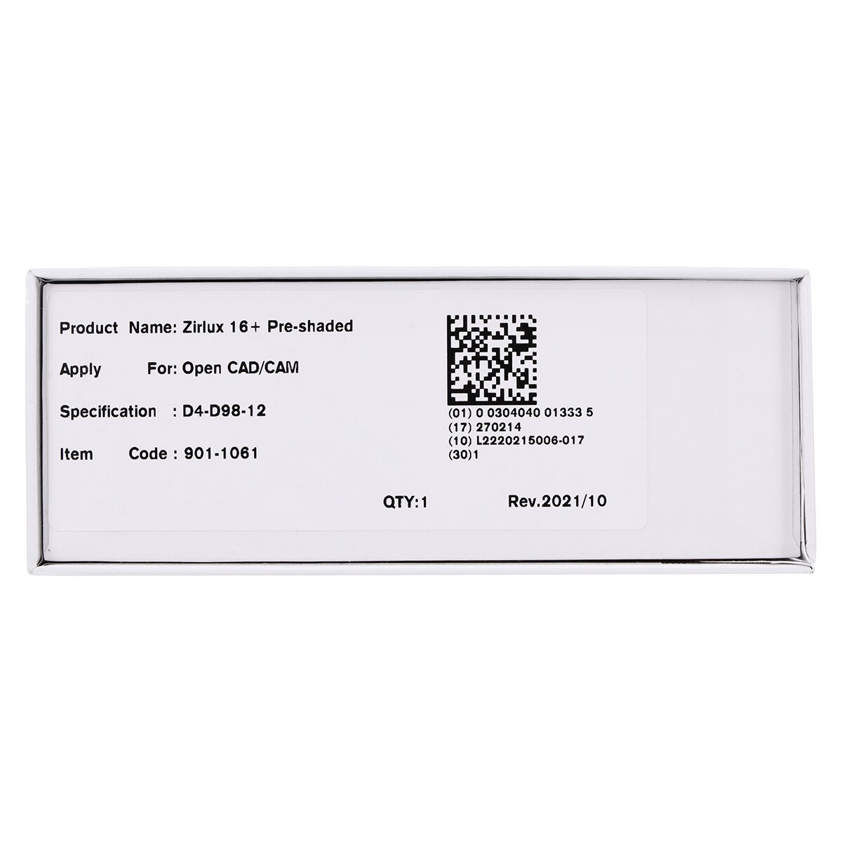 Zirlux16+ Zirconia Disc Preshaded D4 98x12 Ea