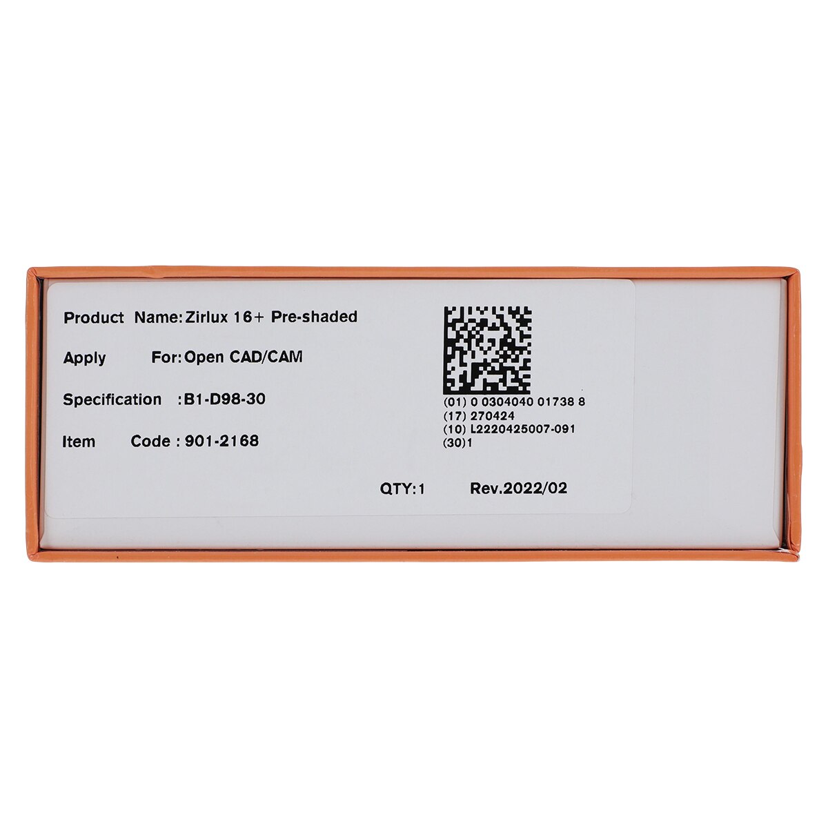 Zirlux16+ Zirconia Disc Preshaded B1 98x30 Ea