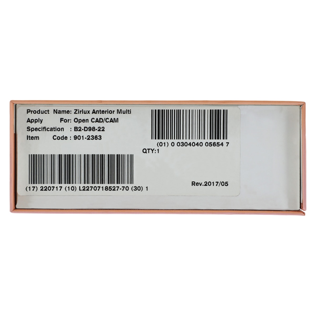 Zirlux Anterior Zirconia Disc Multi Layer B2 98x22 Ea