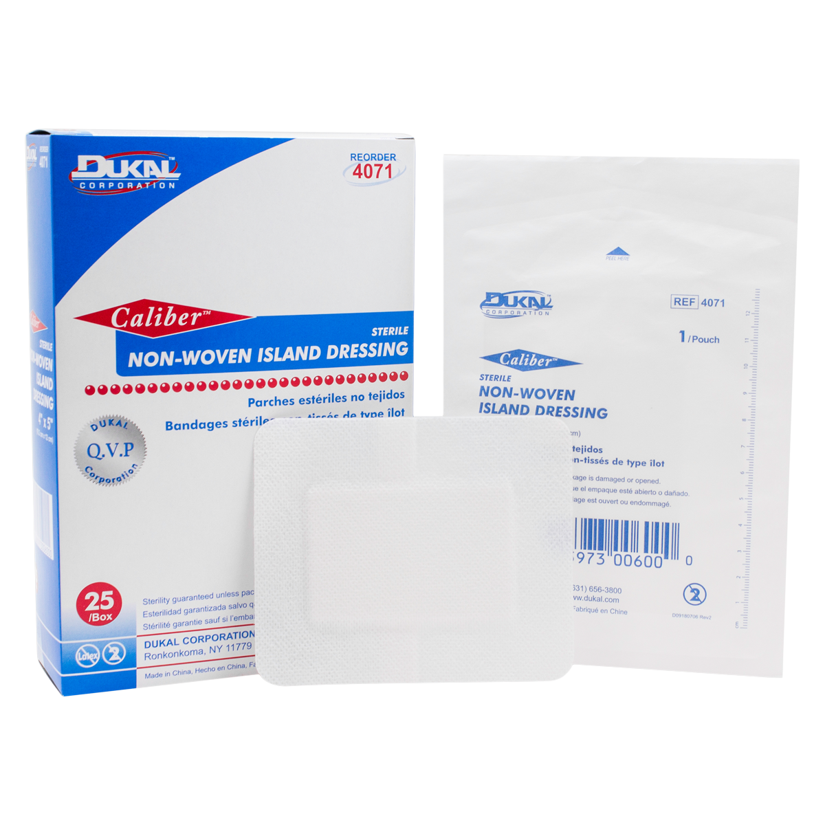 Caliber Cotton Island Dressing 4x5" Sterile Adhesive Absorbent LF