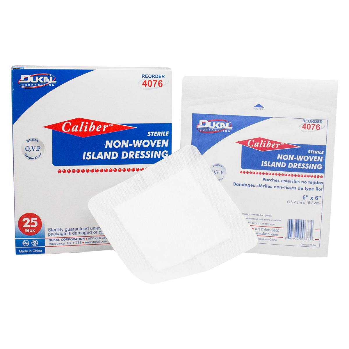 Caliber Cotton Island Dressing 6x6" Sterile Adhesive Absorbent LF